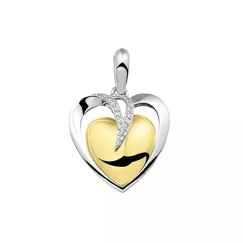 Double Heart Bicolour Pendant