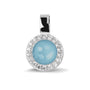 Round Gem Pendant in Baby Blue - Silver memorial jewellery