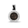 Round Gem Pendant in Black - Silver memorial jewellery