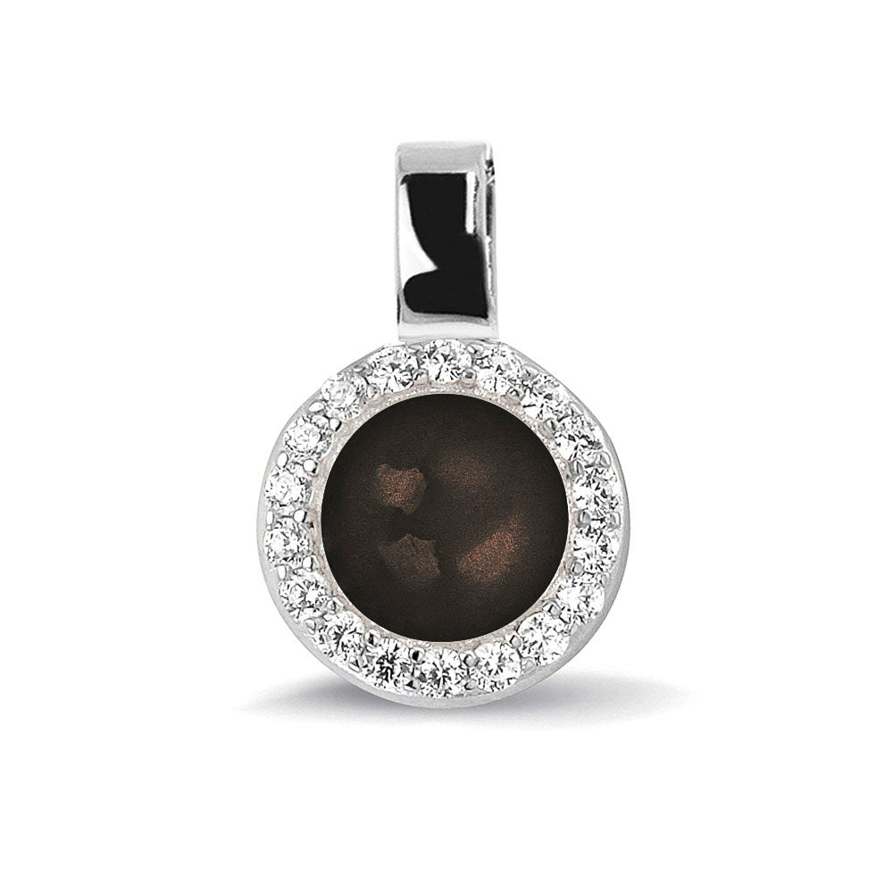 Round Gem Pendant in Black - Silver memorial jewellery