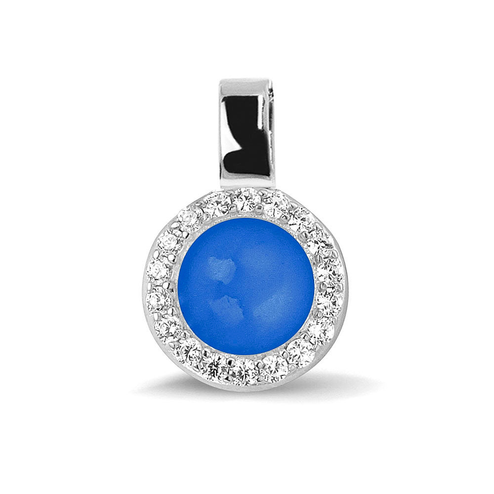 Round Gem Pendant in Blue - Silver memorial jewellery