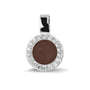 Round Gem Pendant in Brown - Silver memorial jewellery