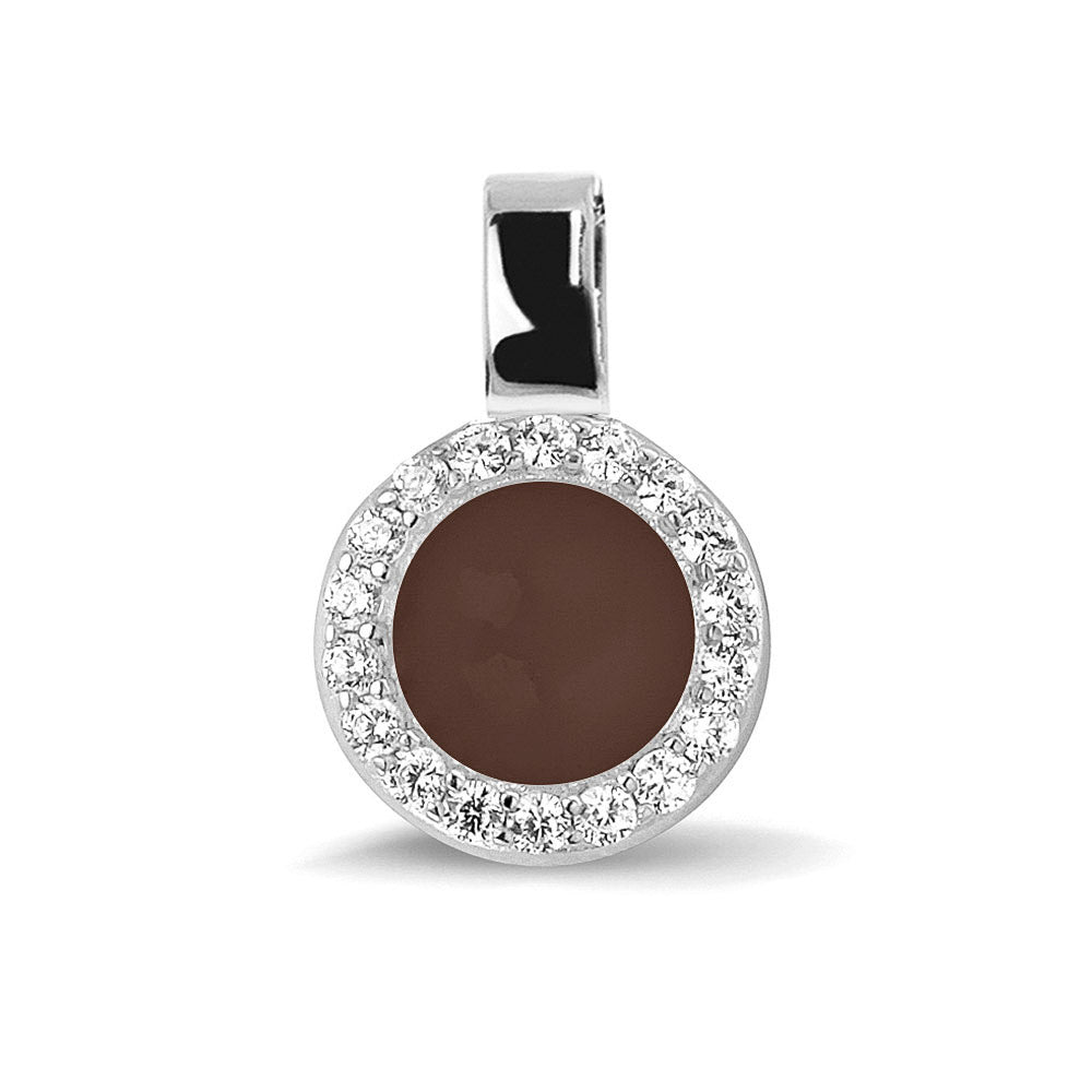 Round Gem Pendant in Brown - Silver memorial jewellery