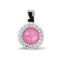 Round Gem Pendant in Fluo Pink - Silver memorial jewellery