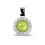 Round Gem Pendant in Green - Silver memorial jewellery