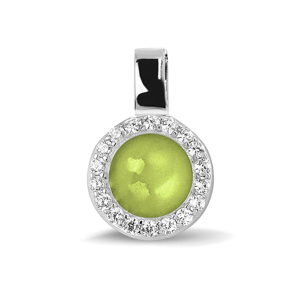 Round Gem Pendant in Green - Silver memorial jewellery