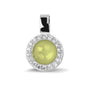 Round Gem Pendant in Olive - Silver memorial jewellery