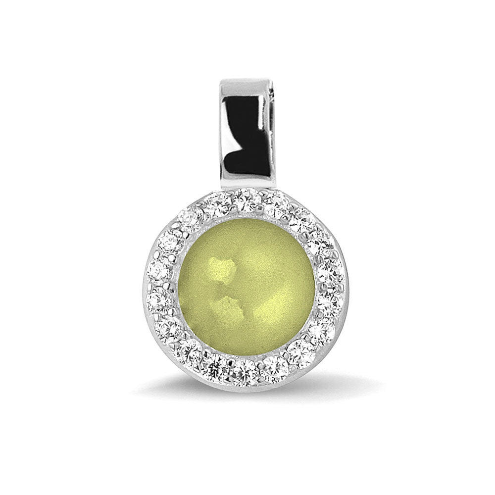 Round Gem Pendant in Olive - Silver memorial jewellery
