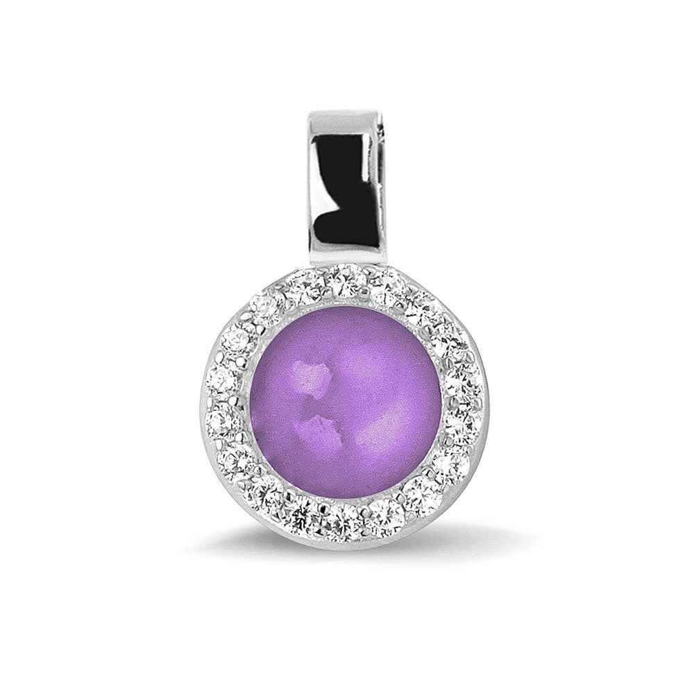 Round Gem Pendant in Purple - Silver memorial jewellery