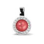 Round Gem Pendant in Red - Silver memorial jewellery