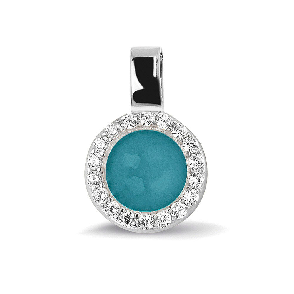 Round Gem Pendant in Turquoise - Silver memorial jewellery