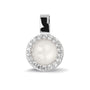 Round Gem Pendant in White - Silver memorial jewellery