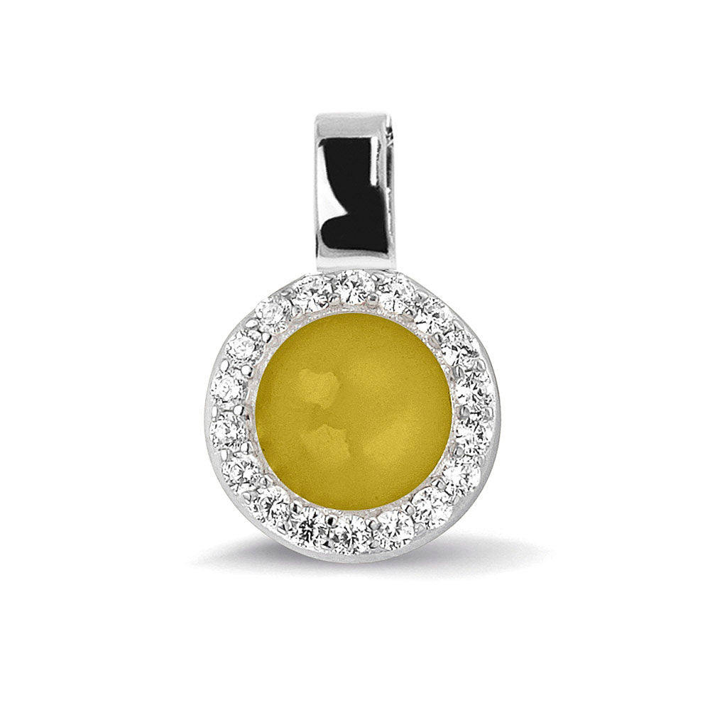 Round Gem Pendant in Yellow - Silver memorial jewellery