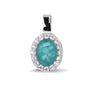 Oval Gem Pendant in Aqua - Silver memorial jewellery