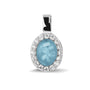 Oval Gem Pendant in Baby Blue - Silver memorial jewellery