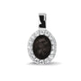 Oval Gem Pendant in Black - Silver memorial jewellery