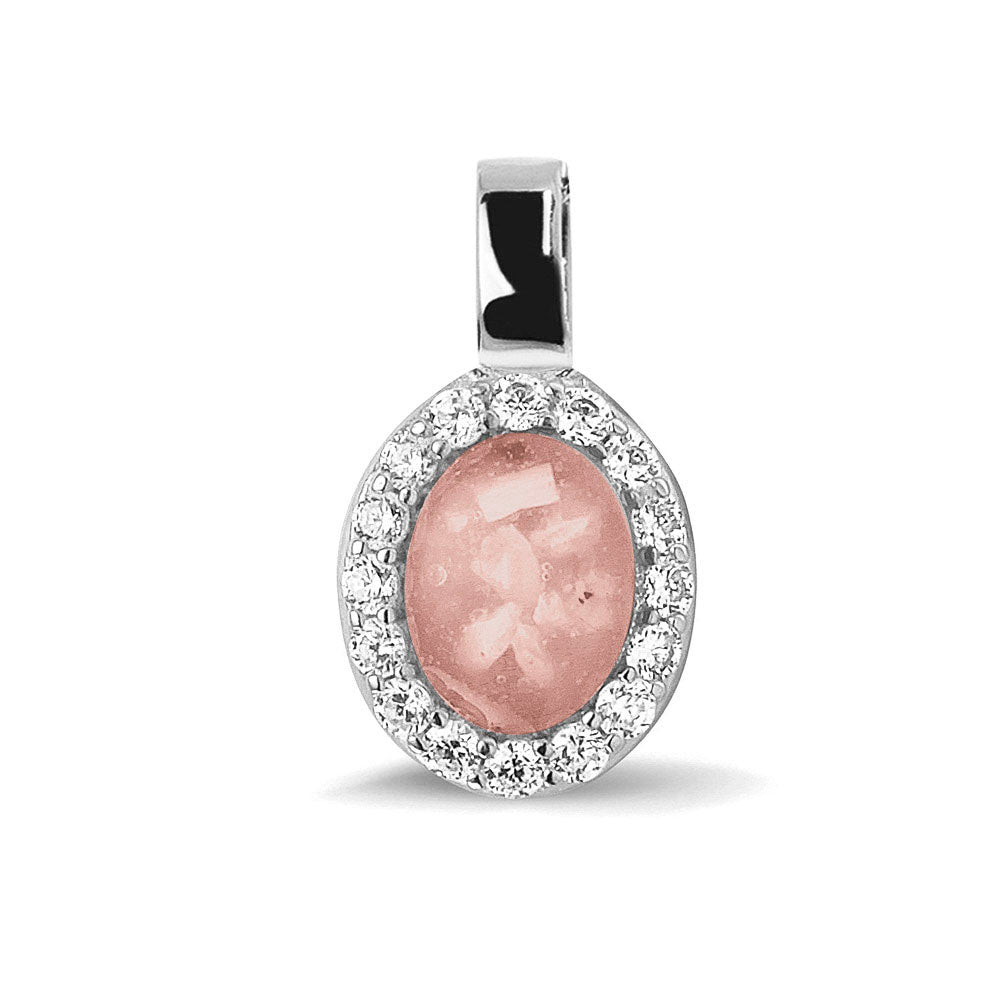 Oval Gem Pendant in Blush - Silver memorial jewellery