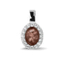 Oval Gem Pendant in Brown - Silver memorial jewellery