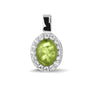 Oval Gem Pendant in Green - Silver memorial jewellery