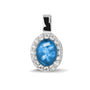 Oval Gem Pendant in Marine Blue - Silver memorial jewellery