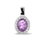 Oval Gem Pendant in Purple - Silver memorial jewellery