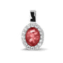 Oval Gem Pendant in Red - Silver memorial jewellery