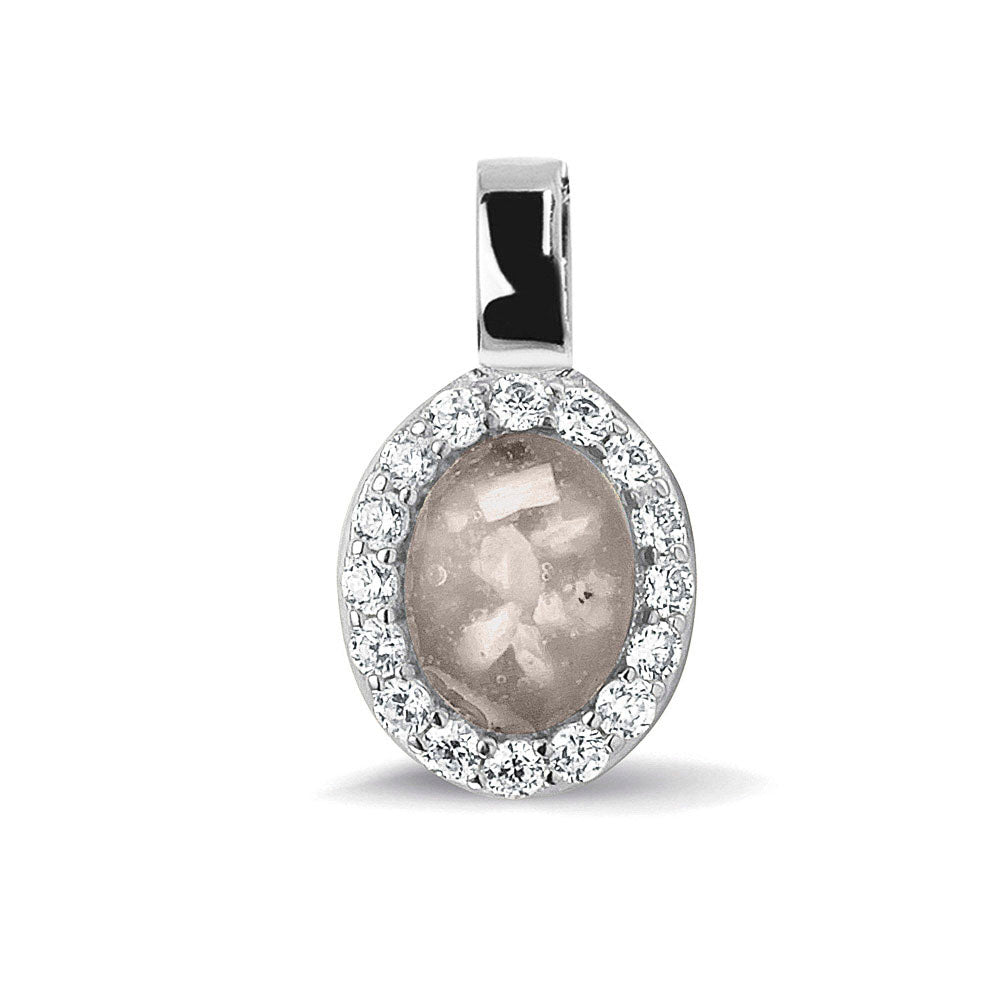Oval Gem Pendant in Silver - Silver memorial jewellery
