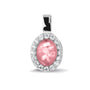 Oval Gem Pendant in Soft Pink - Silver memorial jewellery
