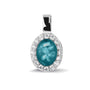 Oval Gem Pendant in Turquoise - Silver memorial jewellery