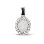 Oval Gem Pendant in White - Silver memorial jewellery