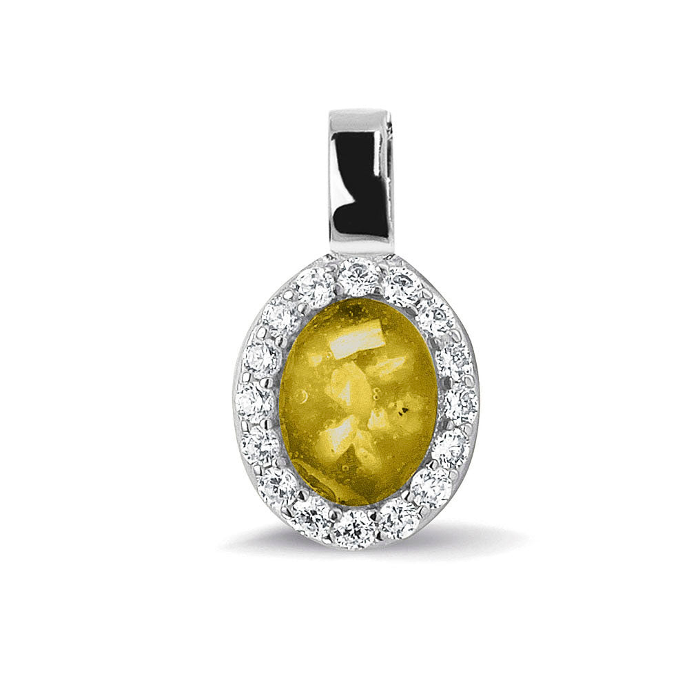 Oval Gem Pendant in Yellow - Silver memorial jewellery