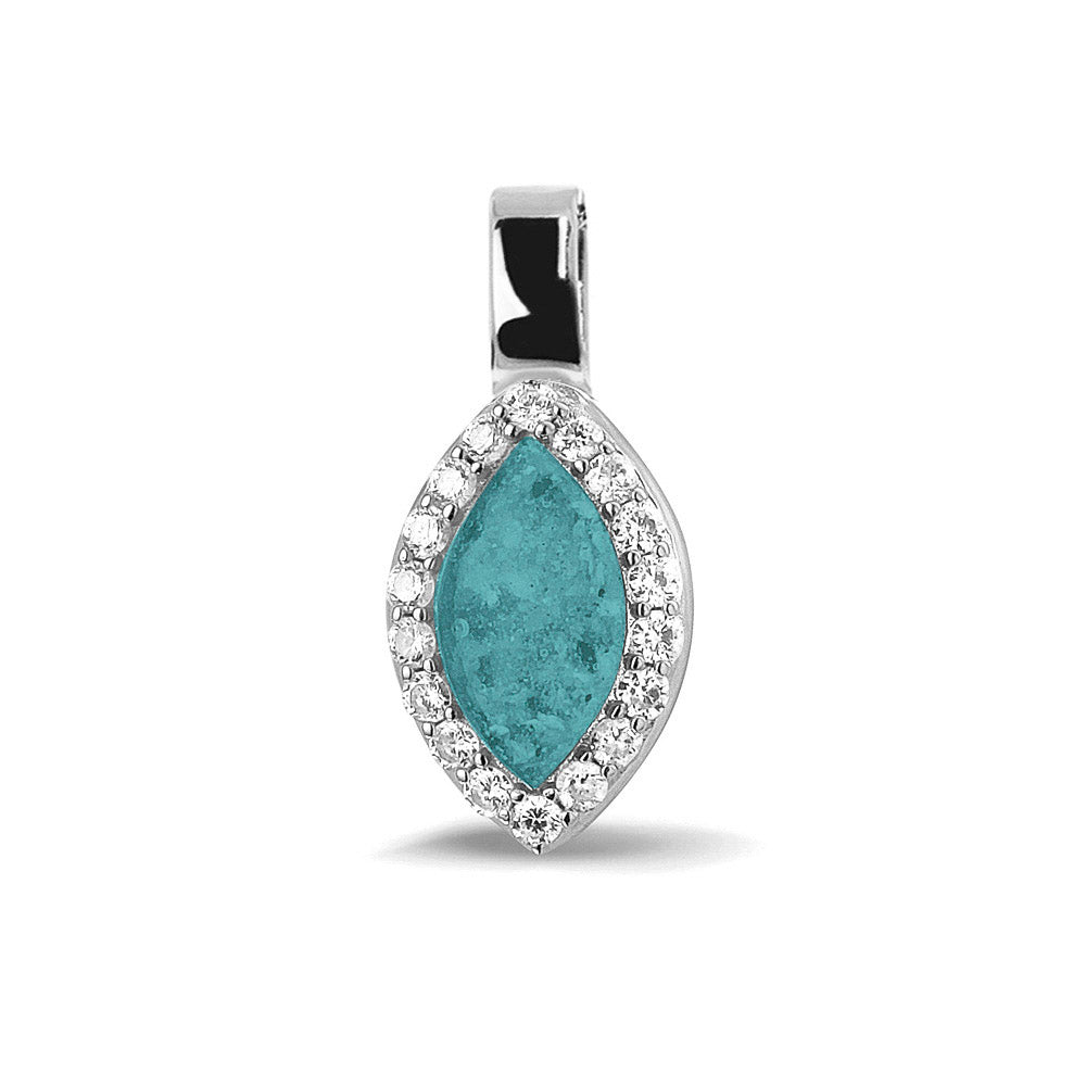 Marquise Gem Pendant in Aqua - Silver memorial jewellery