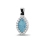 Marquise Gem Pendant in Baby Blue - Silver memorial jewellery