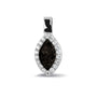 Marquise Gem Pendant in Black - Silver memorial jewellery