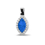 Marquise Gem Pendant in Blue - Silver memorial jewellery