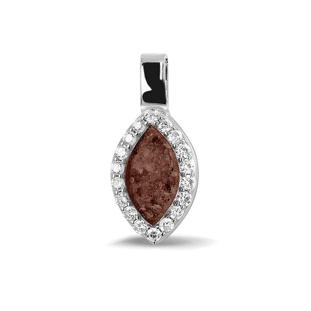 Marquise Gem Pendant in Brown - Silver memorial jewellery