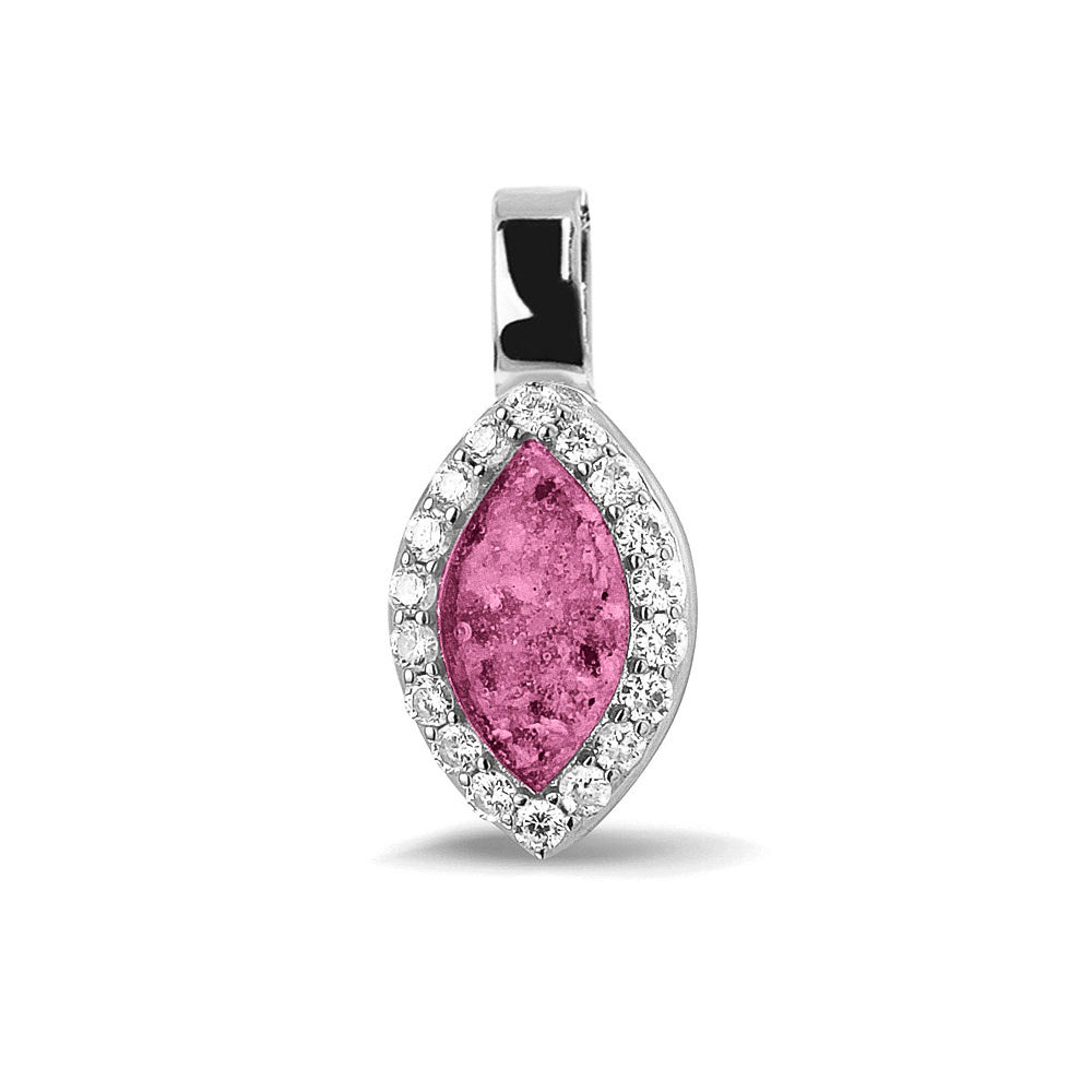 Marquise Gem Pendant in Fluo Pink - Silver memorial jewellery