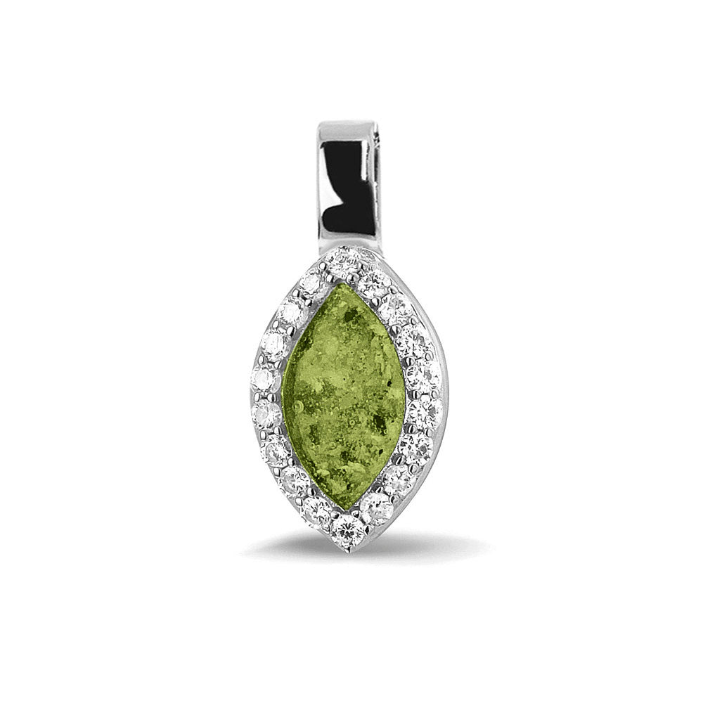 Marquise Gem Pendant in Green - Silver memorial jewellery