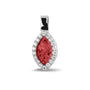Marquise Gem Pendant in Red - Silver memorial jewellery