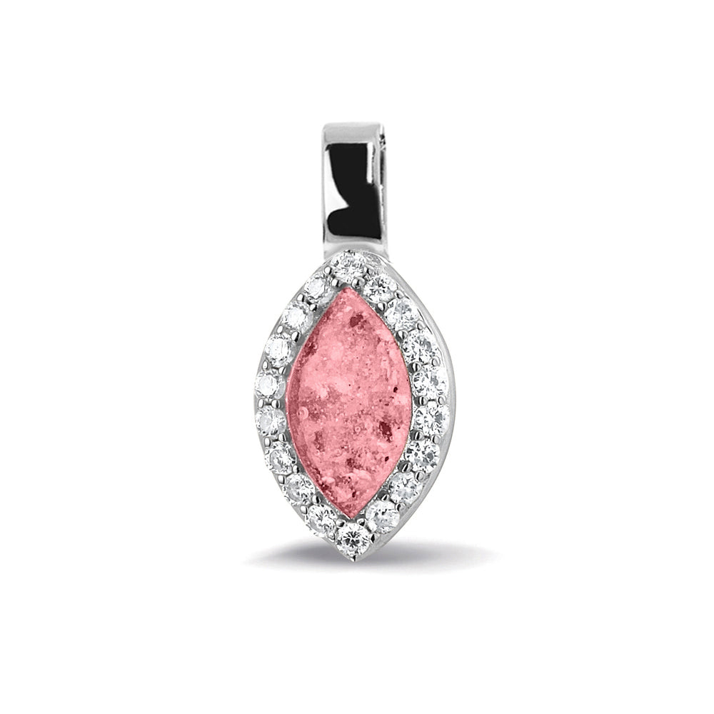 Marquise Gem Pendant in Soft Pink - Silver memorial jewellery
