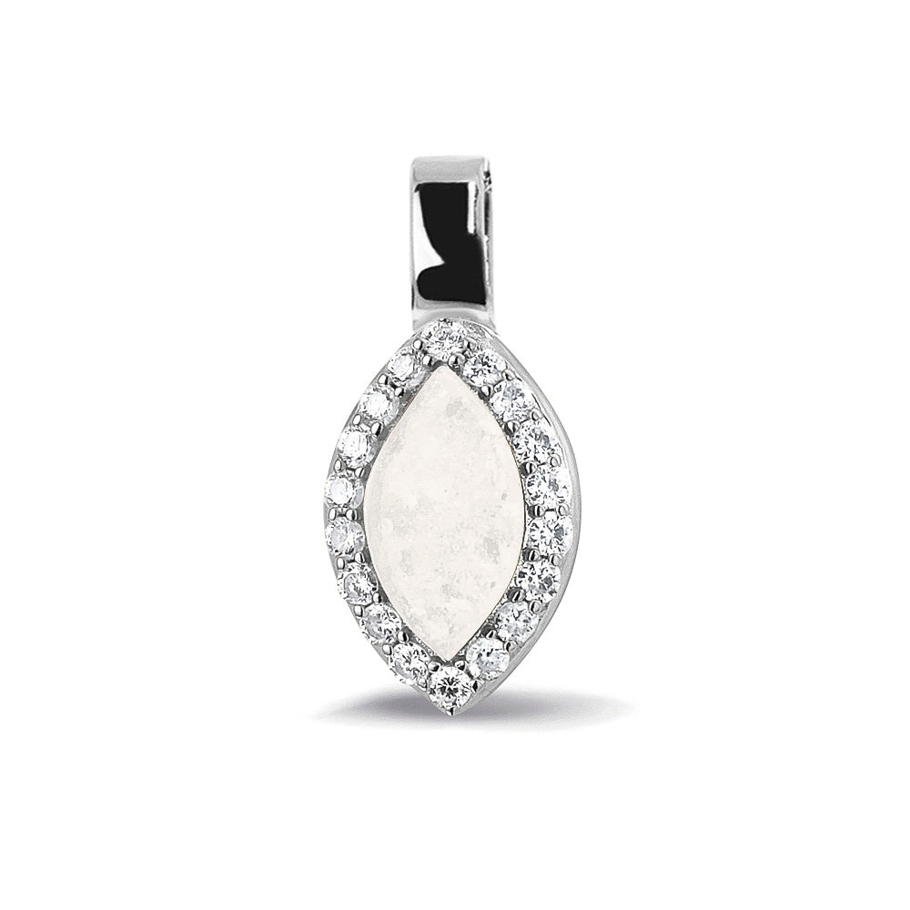 Marquise Gem Pendant in White - Silver memorial jewellery