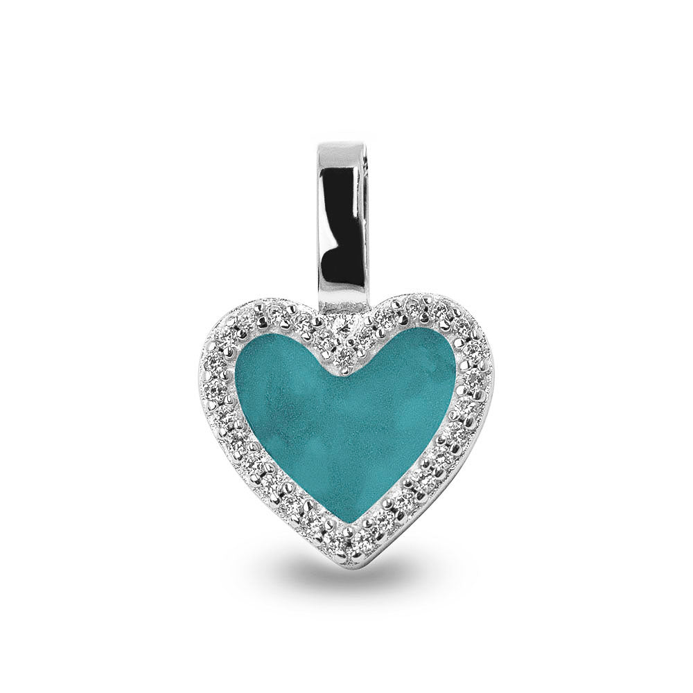 Heart Gem Pendant in Aqua - Silver memorial jewellery