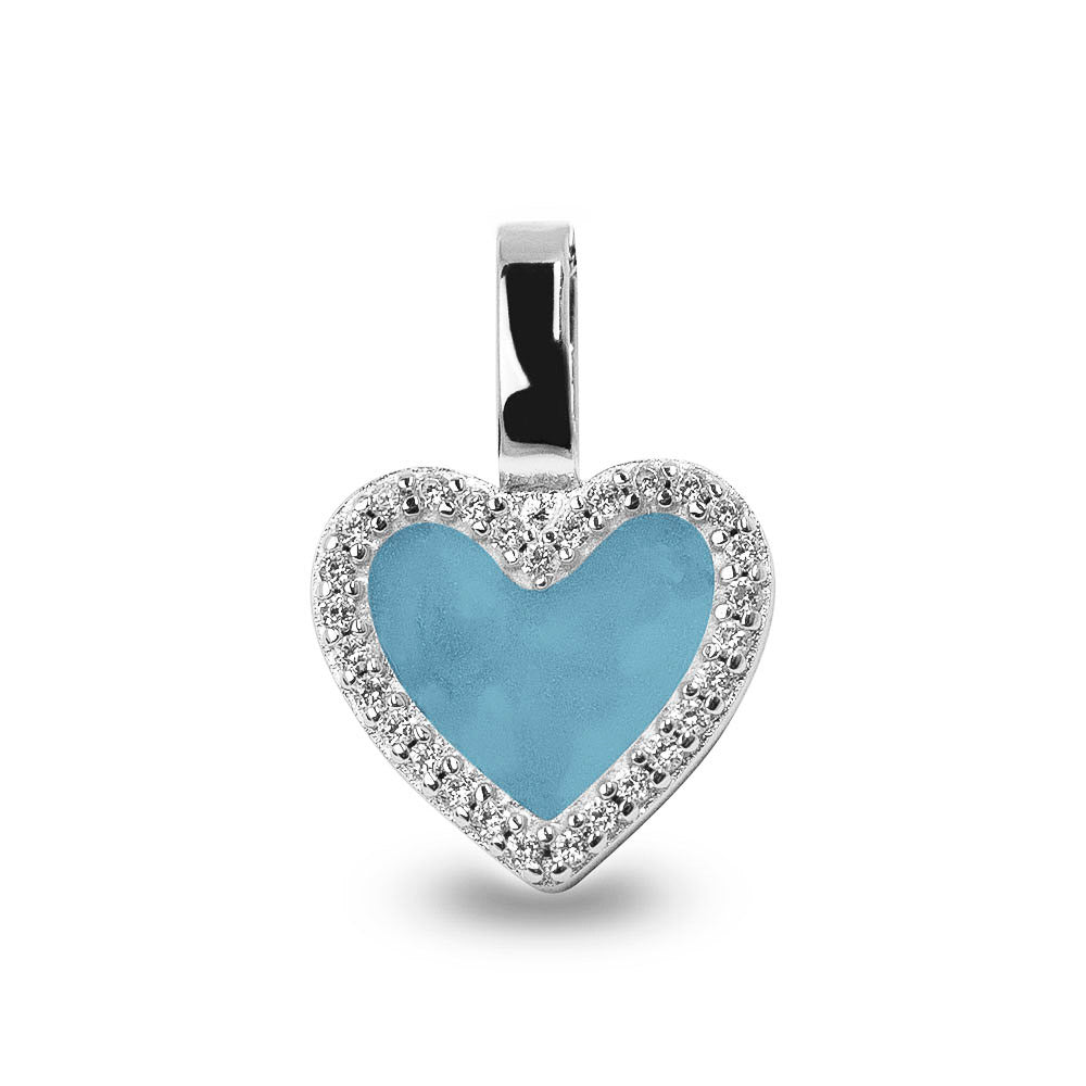 Heart Gem Pendant in Baby Blue - Silver memorial jewellery