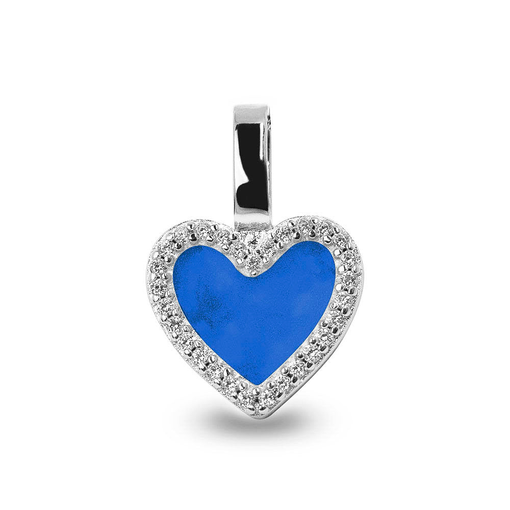 Heart Gem Pendant in Blue - Silver memorial jewellery