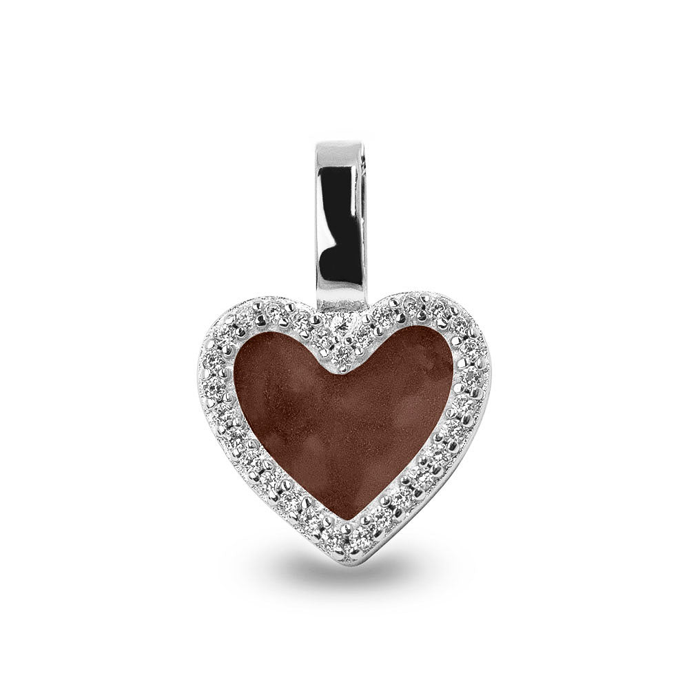 Heart Gem Pendant in Brown - Silver memorial jewellery