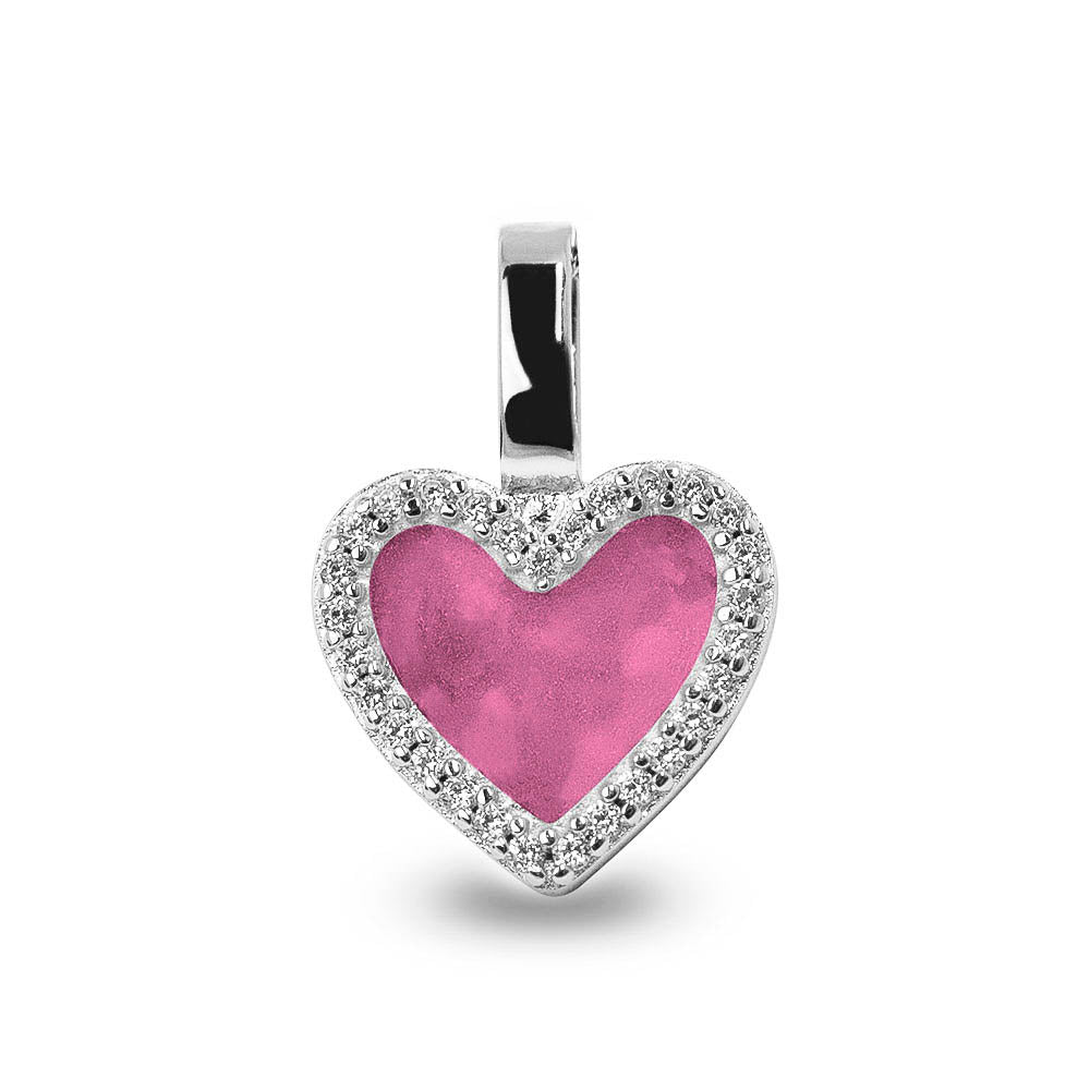 Heart Gem Pendant in Fluo Pink - Silver memorial jewellery