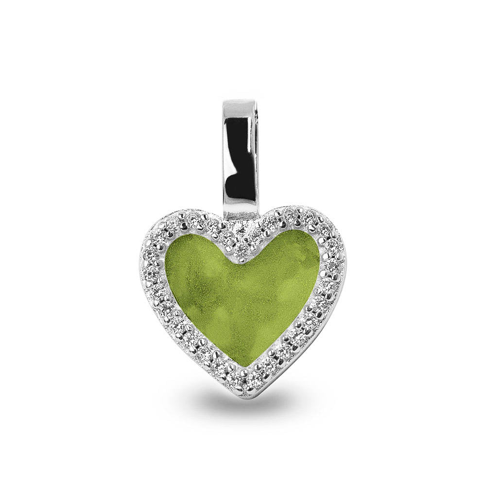Heart Gem Pendant in Green - Silver memorial jewellery