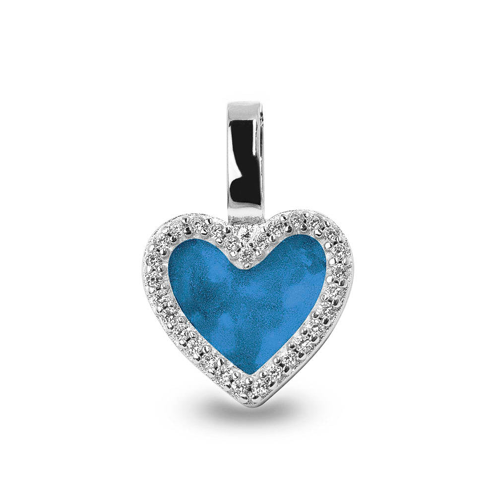 Heart Gem Pendant in Marine Blue - Silver memorial jewellery