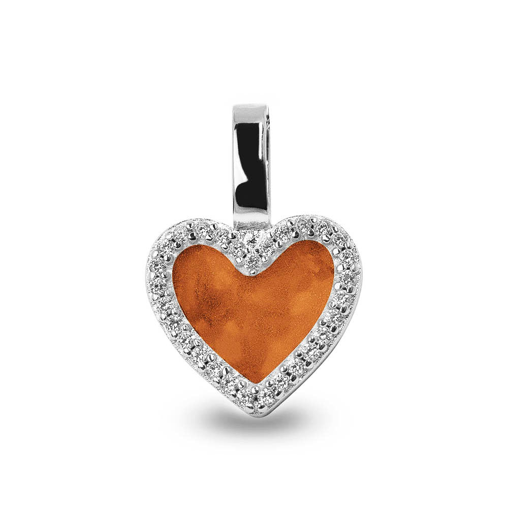 Heart Gem Pendant in Orange - Silver memorial jewellery