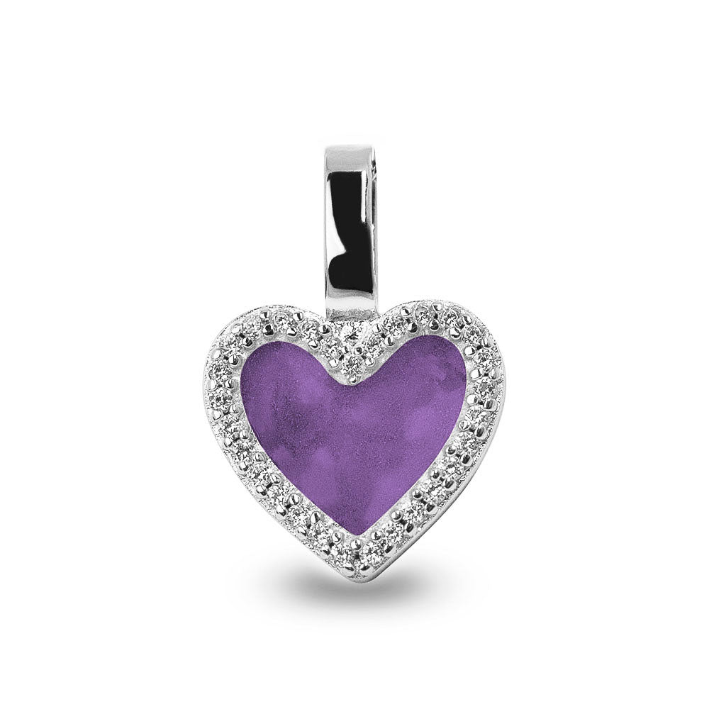 Heart Gem Pendant in Purple - Silver memorial jewellery
